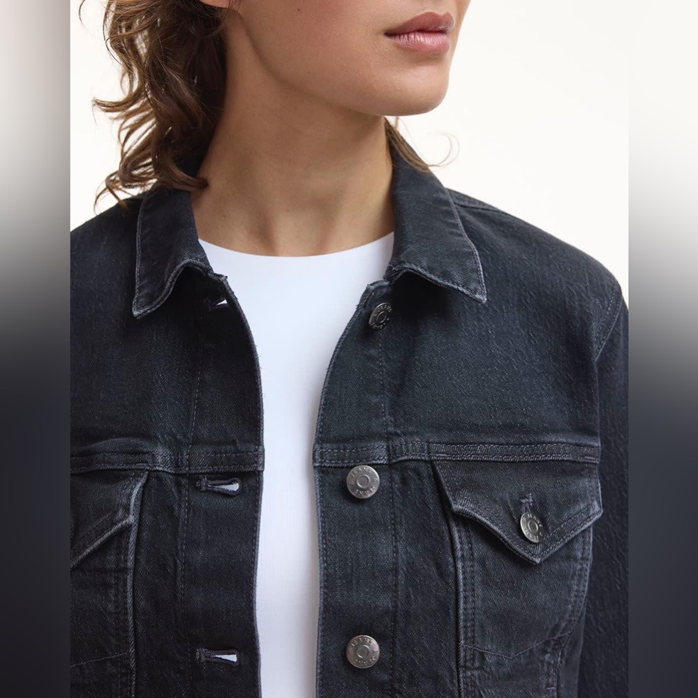 Sz US L Reitmans denim jacket black button up long sleeve,collar new with tags - Picture 4 of 9